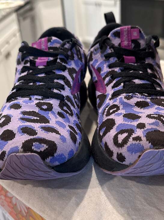 Brooks Women's Revel 5 Run Wild Collection Purple Leopard Print Running Shoes Si - Picture 6 of 8